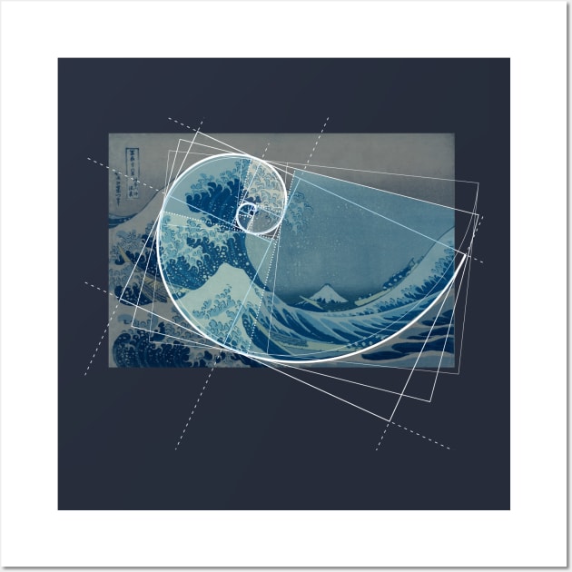 Hokusai Meets Fibonacci, Golden Ratio #2 Wall Art by cartogram